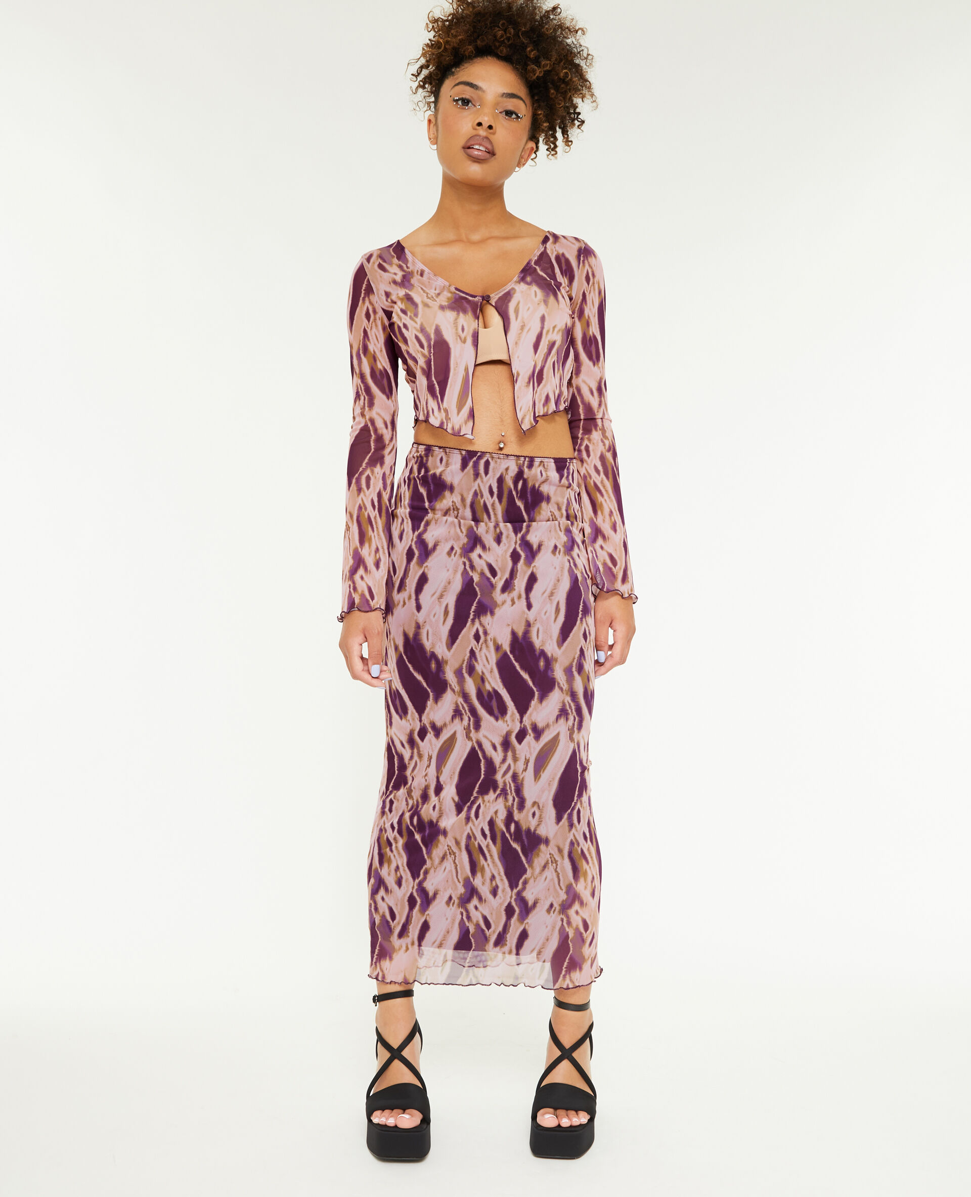 Jupe midi en tulle - Marron