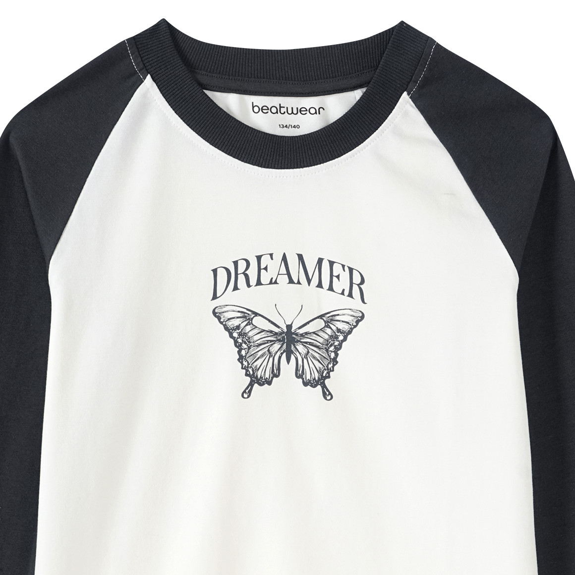 Beatwear Mädchen Langarmshirt mit Raglanärmeln dunkelgrau / weiss
