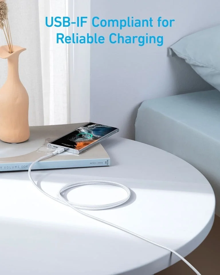 Anker - 322 USB-C til USB-C kabel Nylon, 1,8M, Hvid
