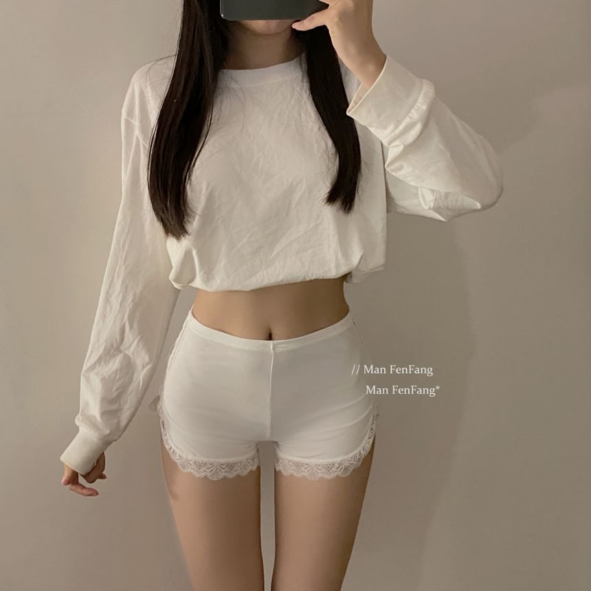 Delishma - Boyshorts met effen kanten rand