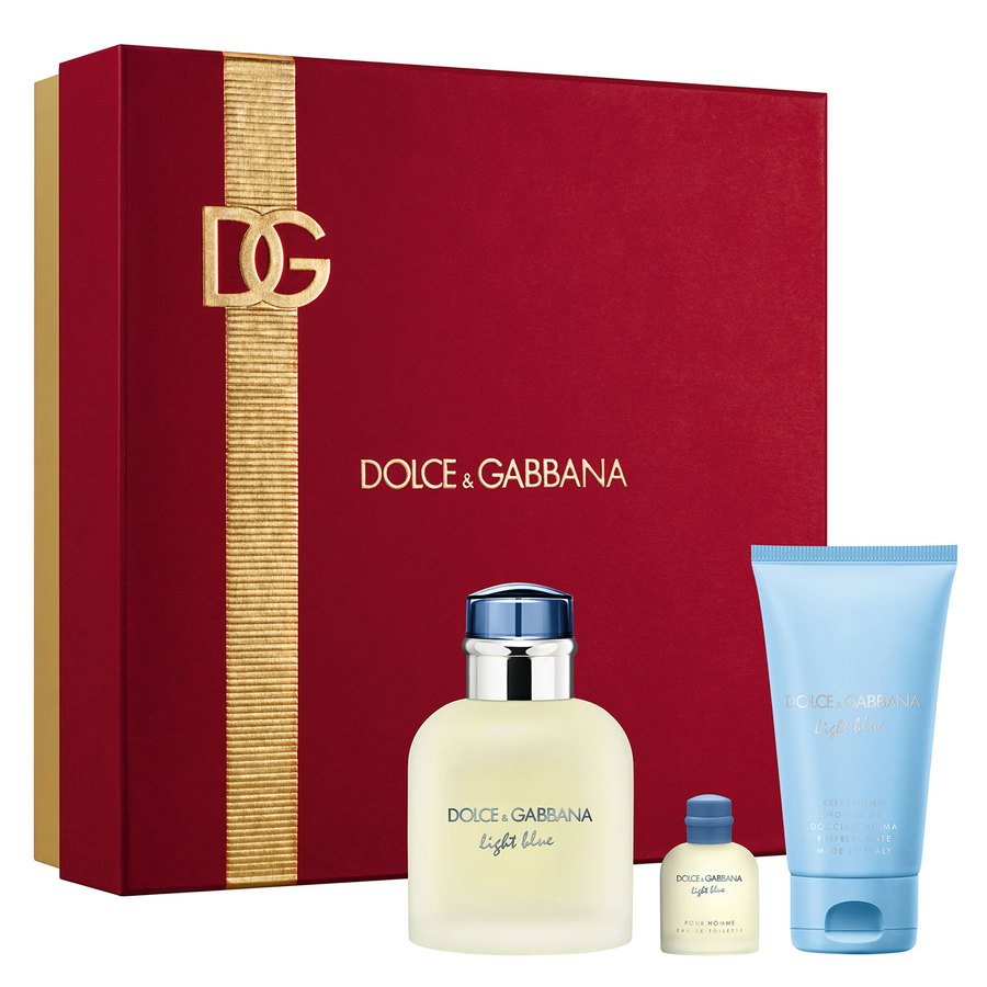 Dolce&Gabbana Gift Set Light Blue Pour Homme Eau De Toilette 75ml, Miniature 5ml & Shower Gel 50ml