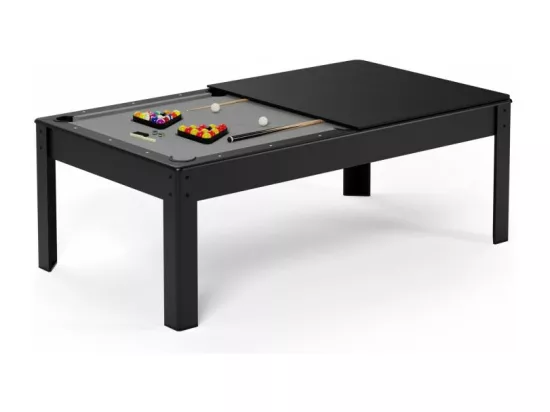 Billard Américain convertible table 6places KITBILL 6Ft - 206,5 x 116,5 x 80 cm Plateau dînatoire et accessoires inclus - Noir