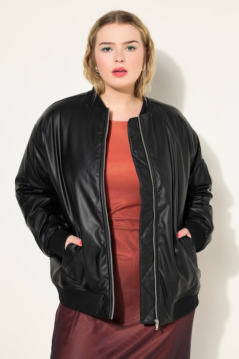 Fake-Lederblouson, Collegekragen, Zipper