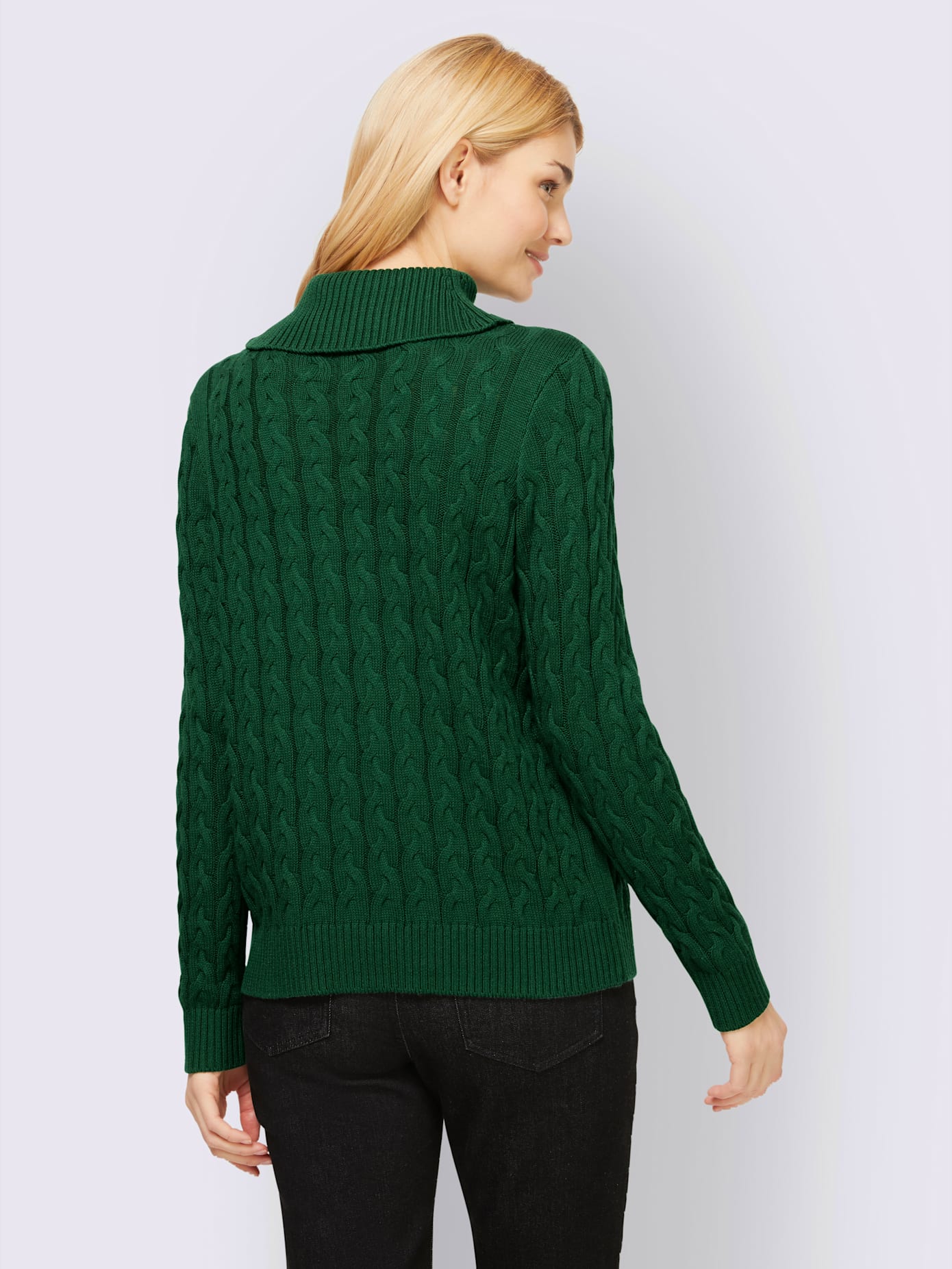 Pull col roulé motif torsadé classique