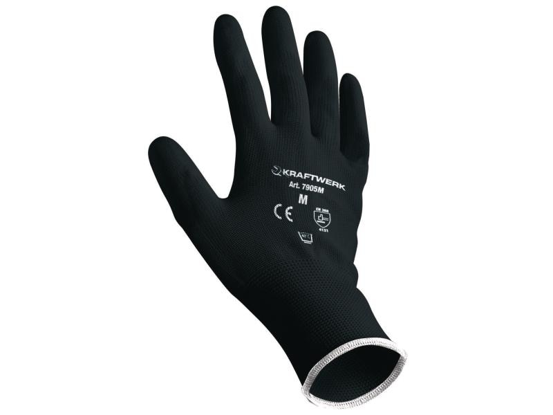 Kraftwerk Mechanikerhandschuh M, Schwarz, 24 Stück Arbeitshandschuhe