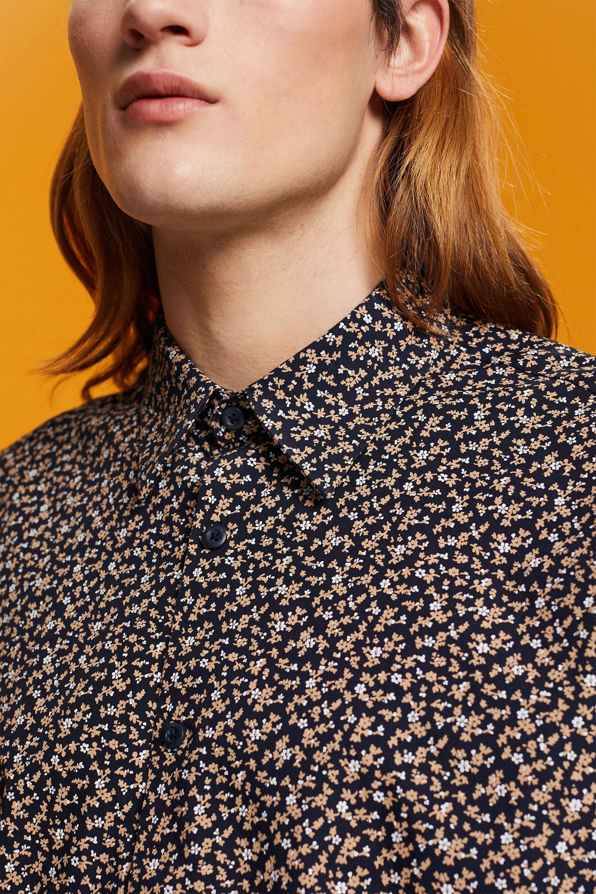 Chemise en coton à motif de coupe Slim Fit