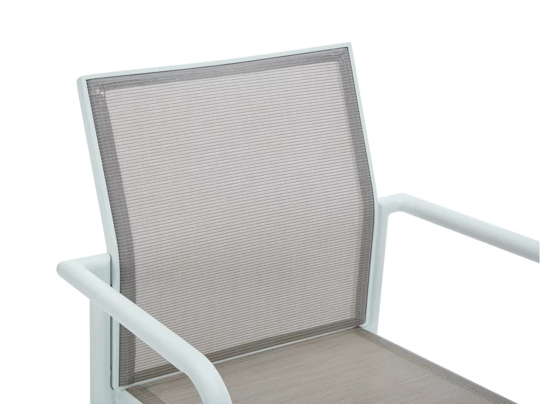 Lot de 2 fauteuils de jardin empilables en aluminium et textilène - Gris clair et blanc - YOHA de MYLIA