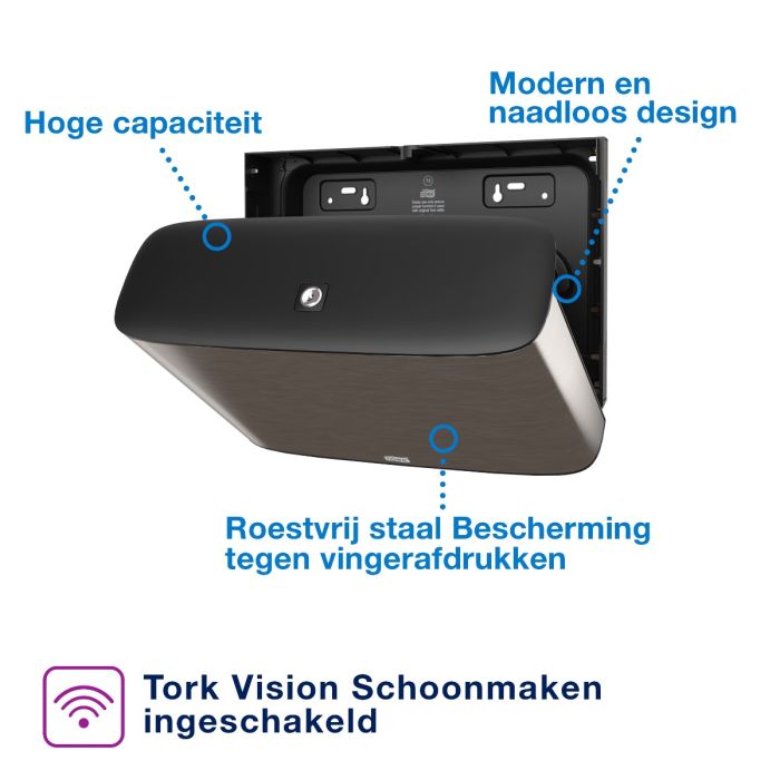 Tork 460006 Dispenser T2 Design toiletpapierdispenser RVS Gesloten Image Line (460006)