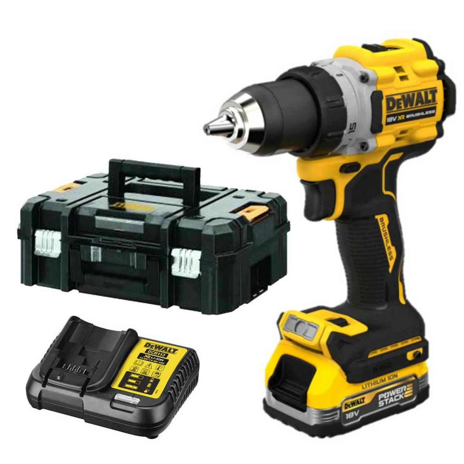 DeWALT DCD805E1T-QW 18V Li-ion XR Accu Klopboormachine G3 set (1x POWERSTACK accu) in TSTAK koffer - koolborstelloos