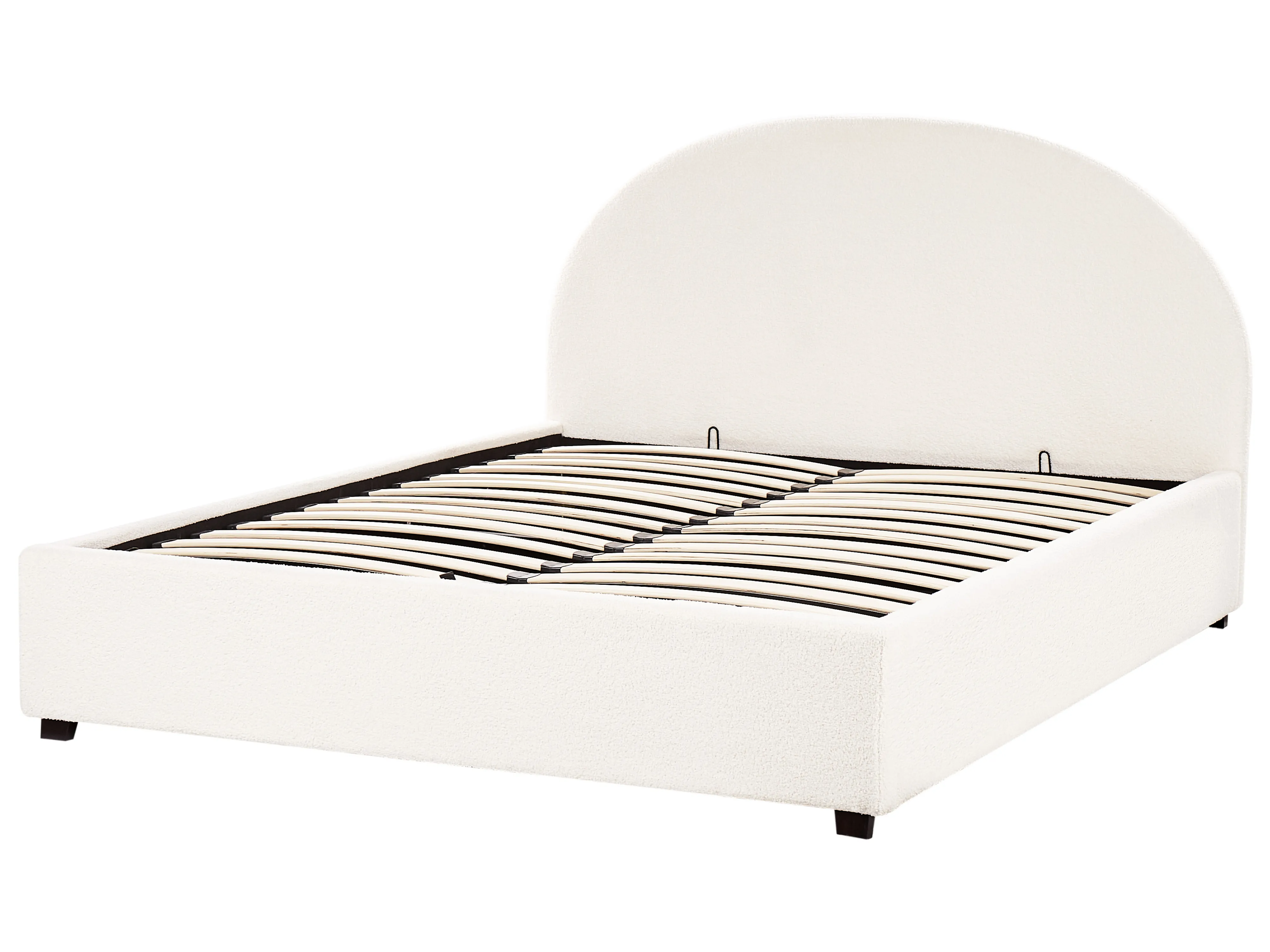 Bed met opbergruimte Bouclé VAUCLUSE 160 x 200 cm Gebroken wit