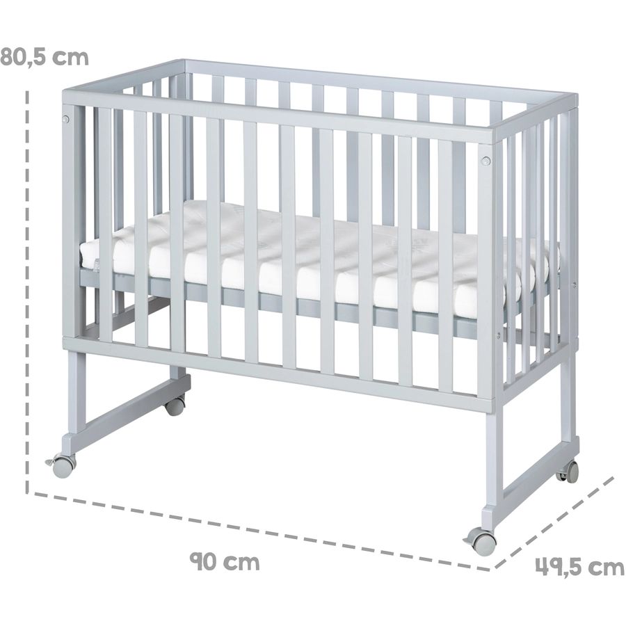 roba Stuben- und Beistellbett safe asleep® 3 in 1 taupe + Matratze