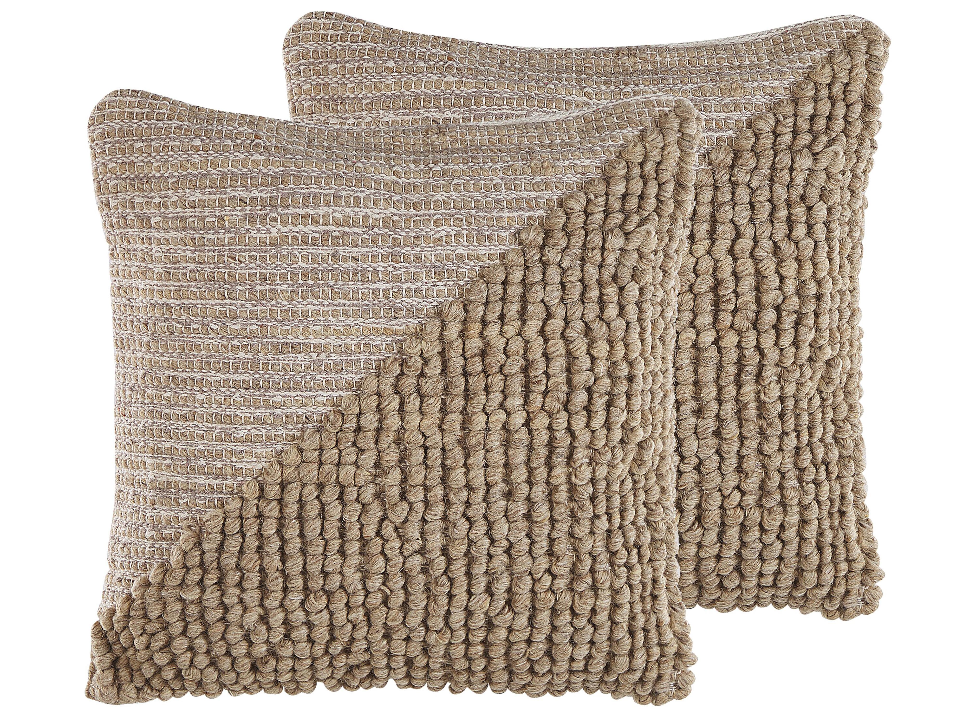 Set van 2 sierkussens ASLANAPA Katoen 45 x 45 cm Beige effen