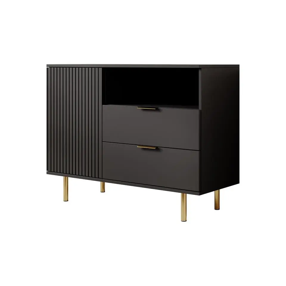 Meubella - Dressoir Nicola - Mat zwart - 107 cm