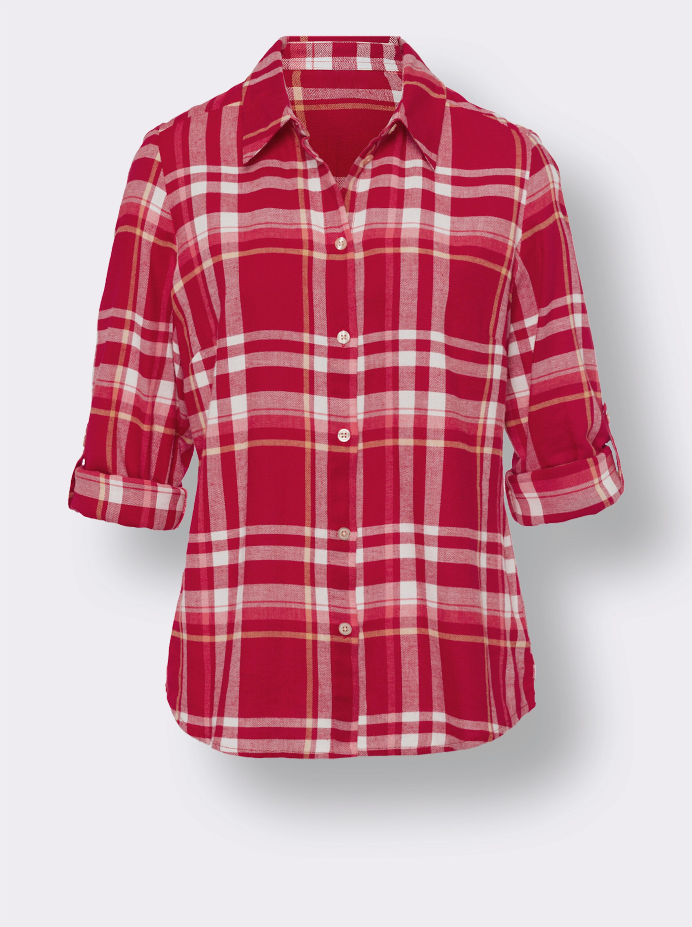 Flanellbluse mit krempelbaren Ärmeln