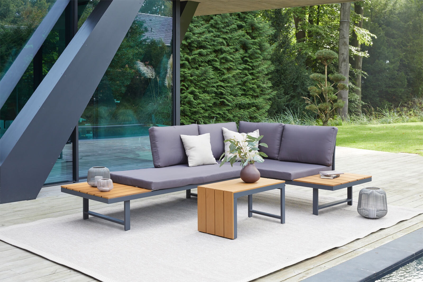Garden FLAIR Loungemöbel Set BASEL A 3-teilig grau /braun