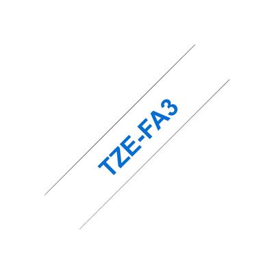 Brother TZeFA3 - Ruban d'étiquettes textile auto-adhésives - 1 rouleau (12 mm x 3 m) - fond blanc écriture bleu