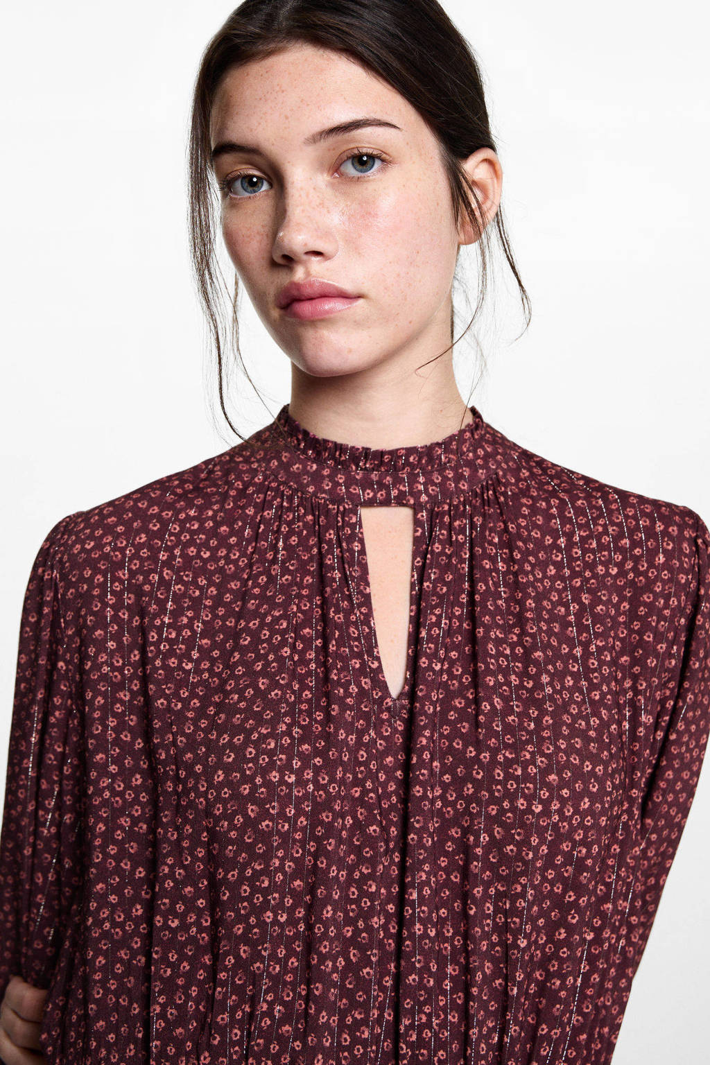 MANGO TEEN midi jurk donkerrood