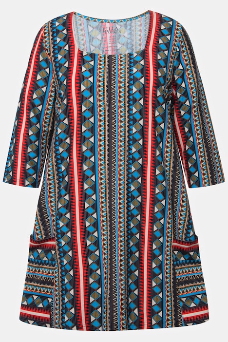 Longshirt, Taschen, A-Linie, Carree-Ausschnitt, 3/4-Arm