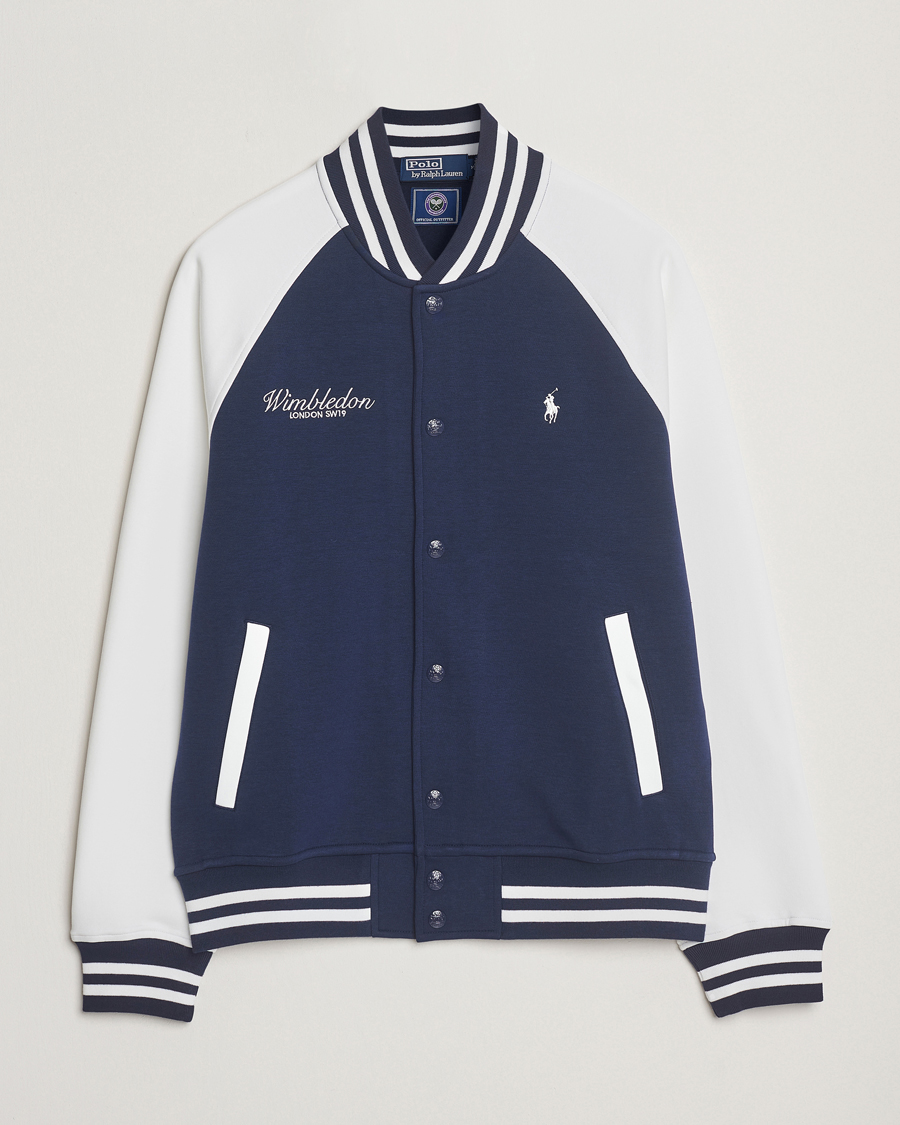 Polo Ralph Lauren Wimbledon Double Knit Baseball Sweatshirt Navy/White