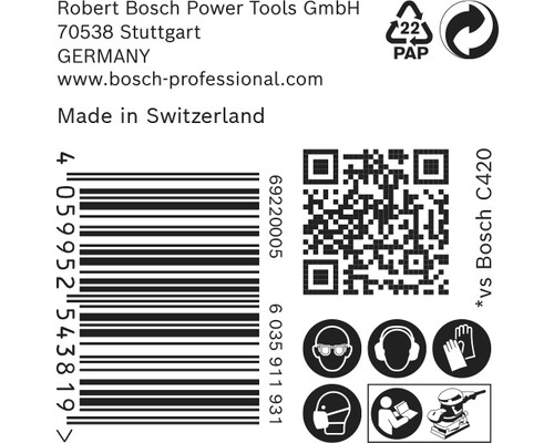 Schuurblad voor Bosch excenterschuurmachine, 93x186 mm, korrel 40, 8-gats, 50 stuks