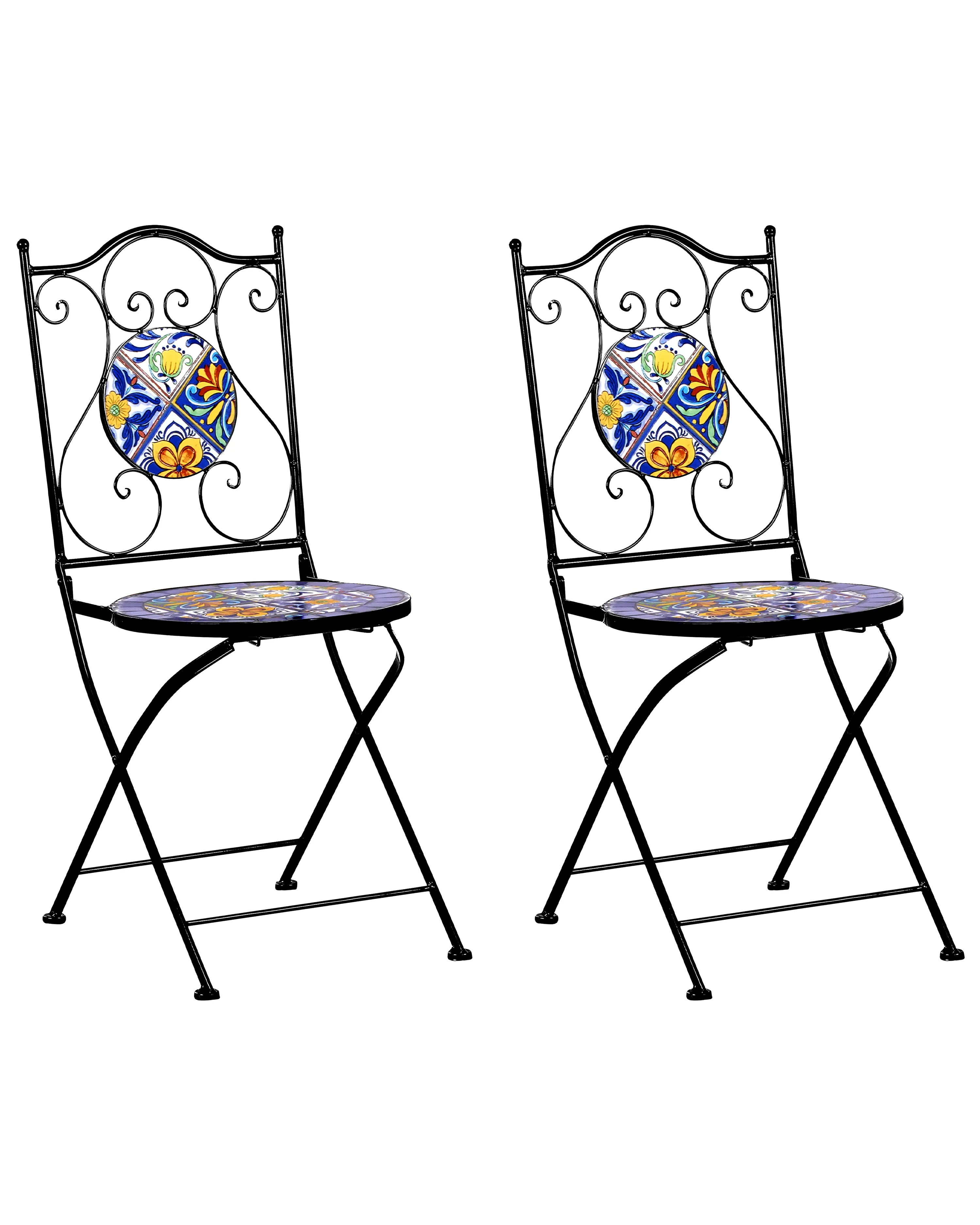 Set van 2 tuinstoelen CORIANO inklapbaar Metaal Zwart