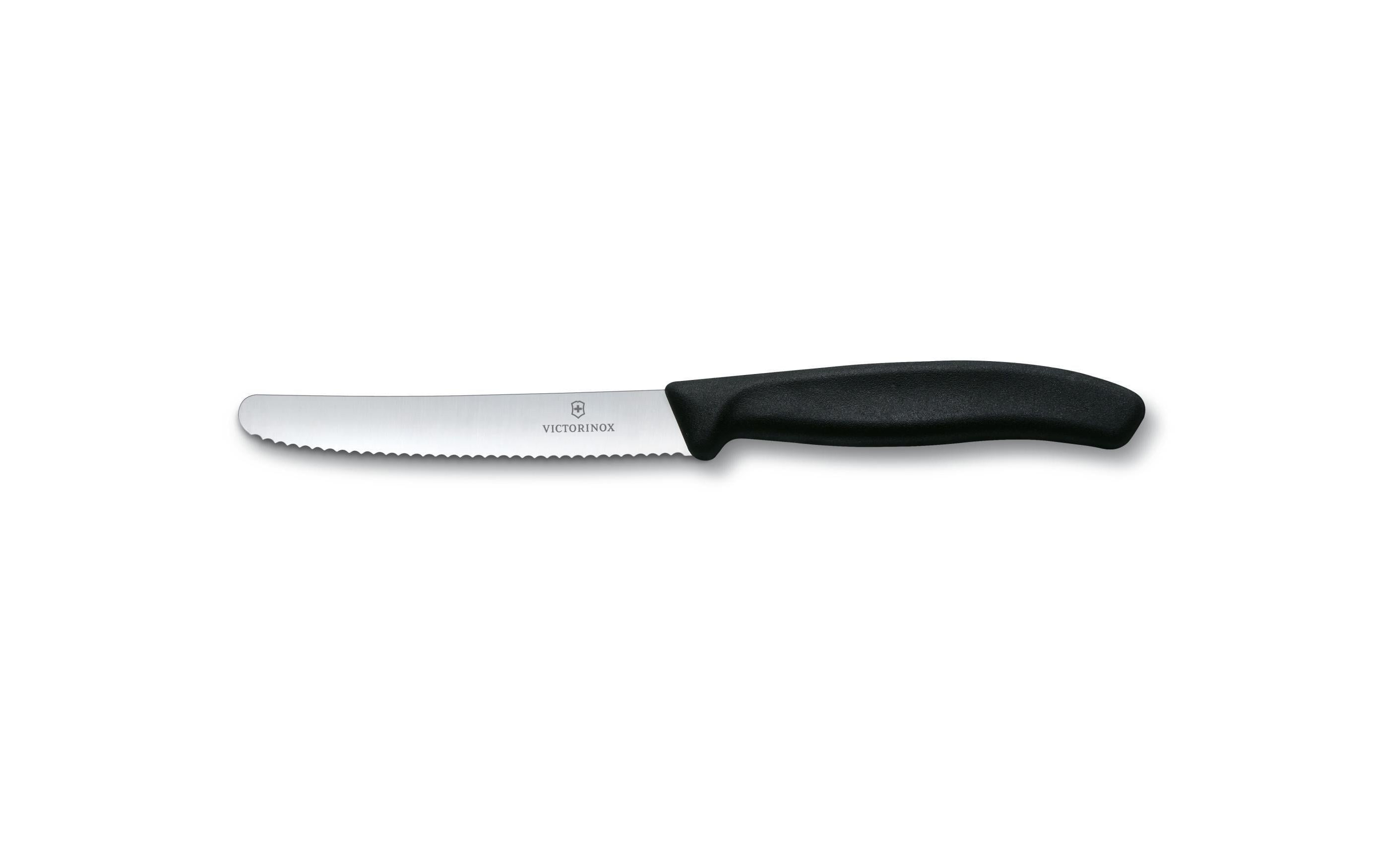 Tafelmesser Swiss Classic 6 Stück, SchwarzTomatenmesser oder Tafelmesser mit Wellenschliff-Klingen