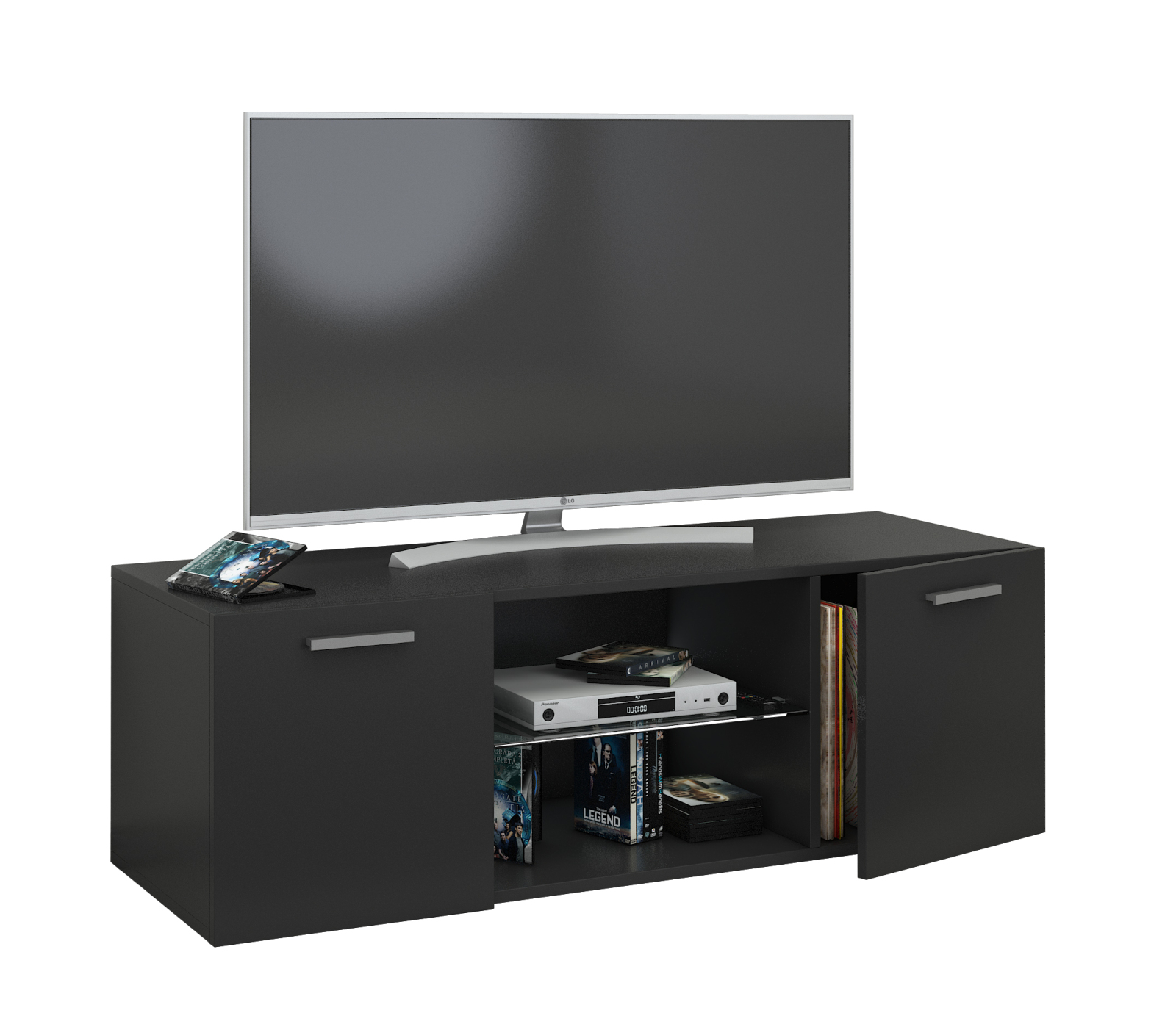 TV-Lowboard JUSA - schwarz -2 Türen - 115 cm breit