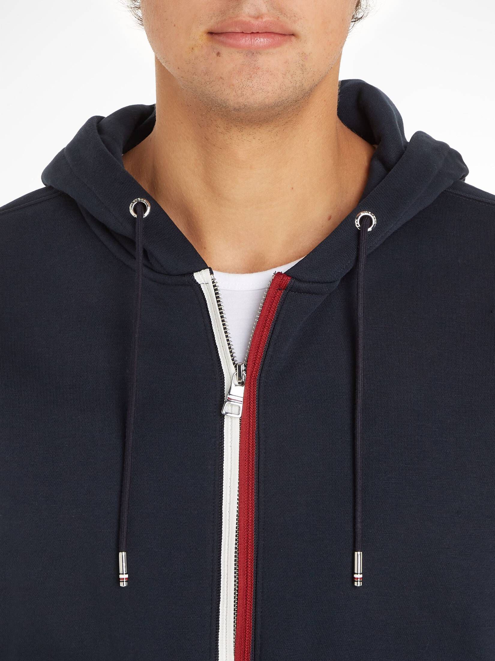 Tommy Hilfiger| Herren Kapuzenjacke SPLIT GLOBAL STRIPE ZIP HOODY