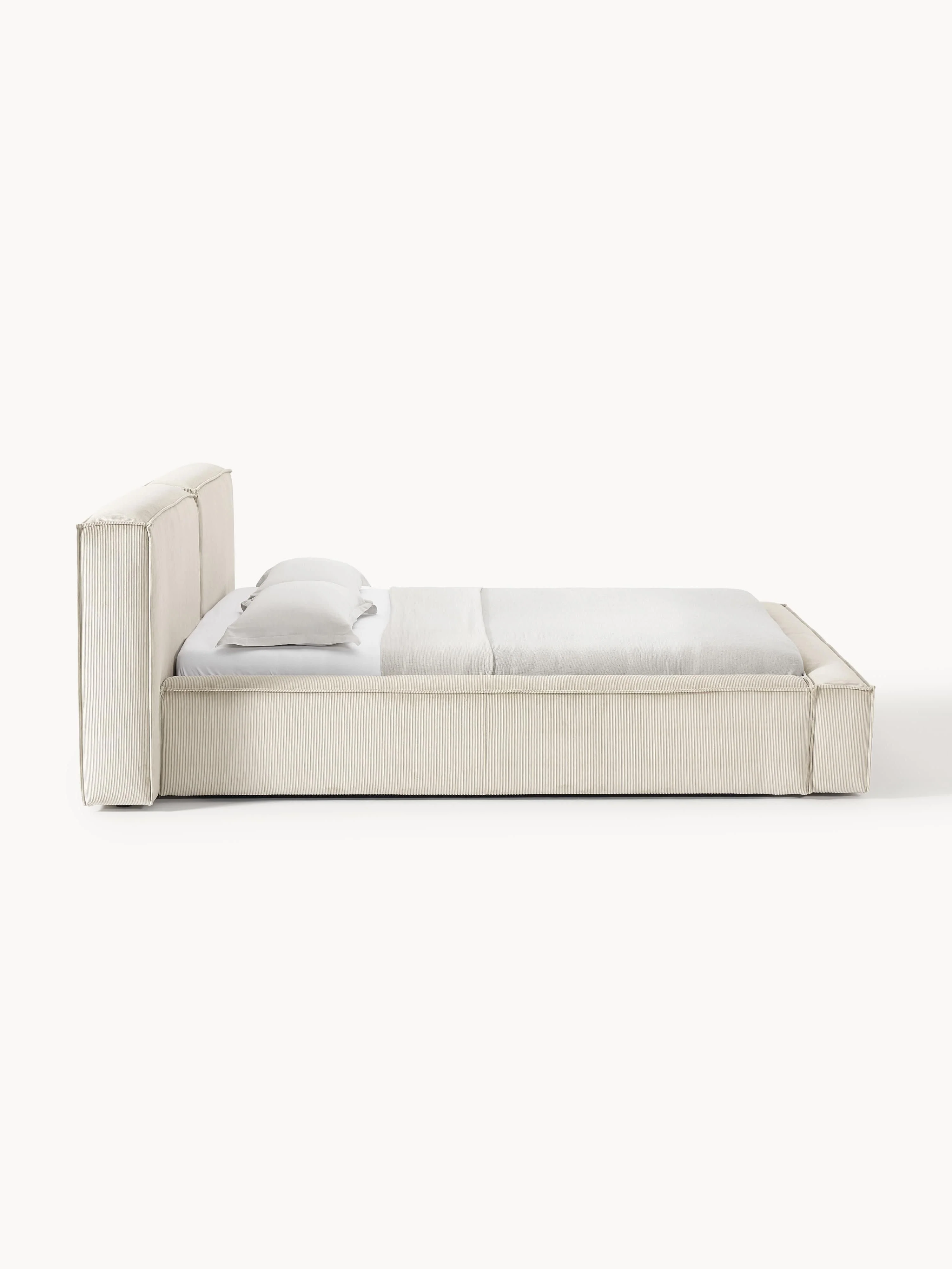 Gestoffeerd bed Lennon van corduroy met opbergfunctie