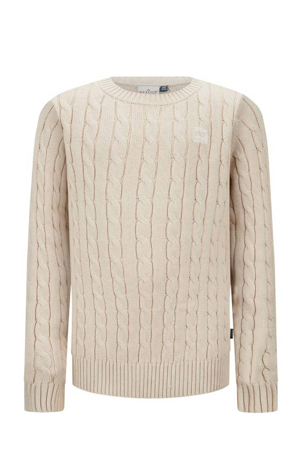 Retour Jeans gebreide kabeltrui Flynn beige