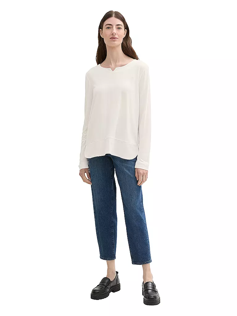 TOM TAILOR Langarmshirt weiss