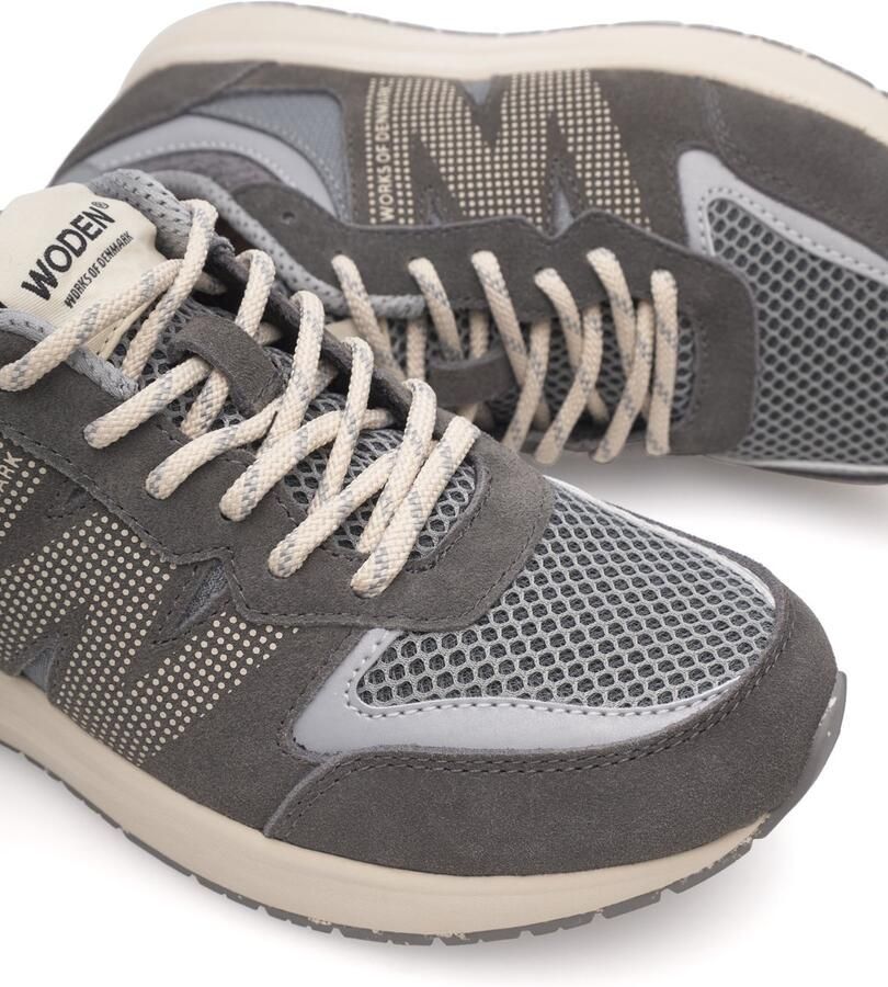 Woden Rigmor Open Mesh suède sneakers donkergrijs