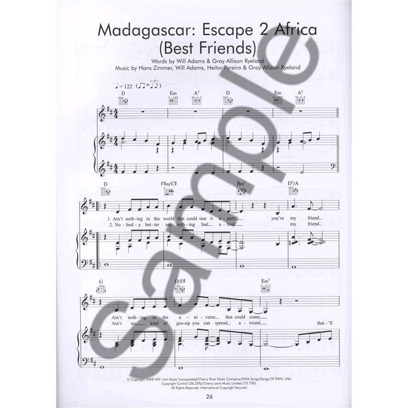 Wise Publications - Hit Songs From Animated Movies