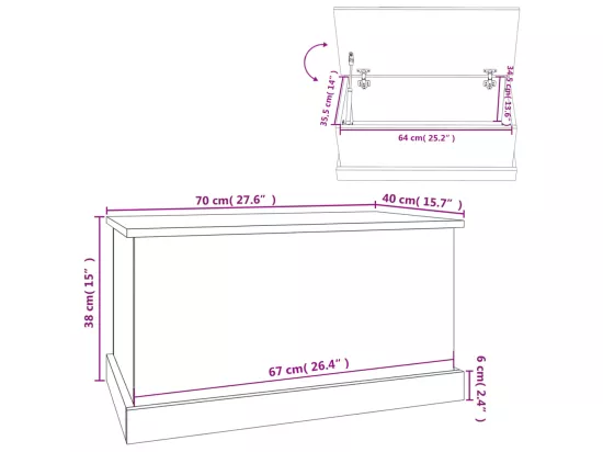 Boîte de rangement chêne marron 70x40x38 cm bois d'ingénierie