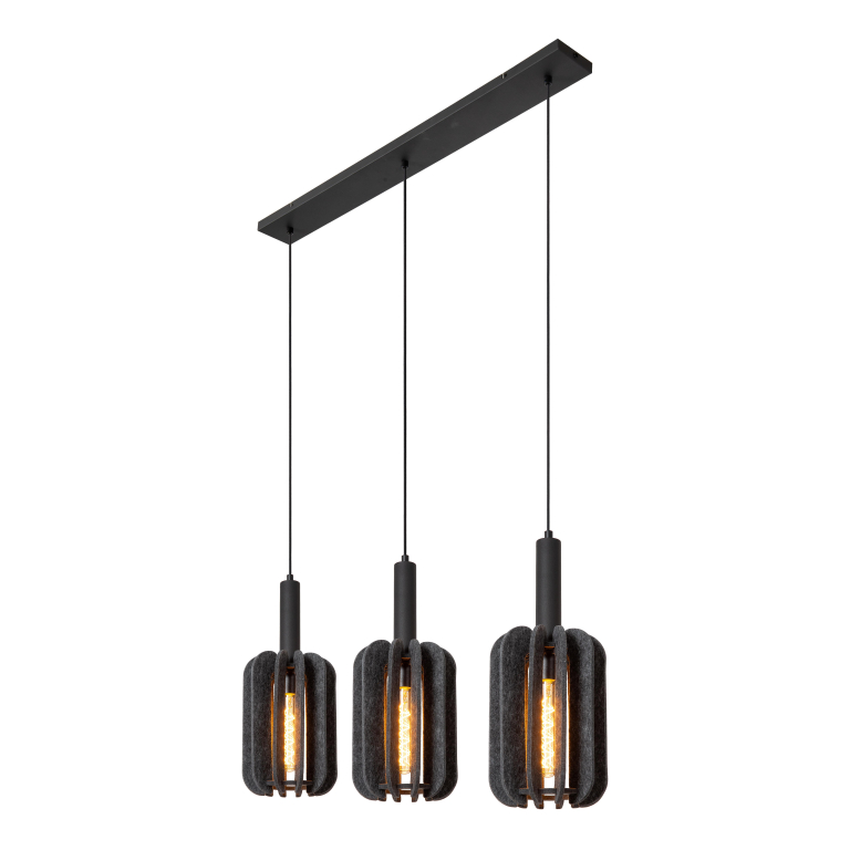 Lucide Rafal cluster 3 hanglamp lineair grijs