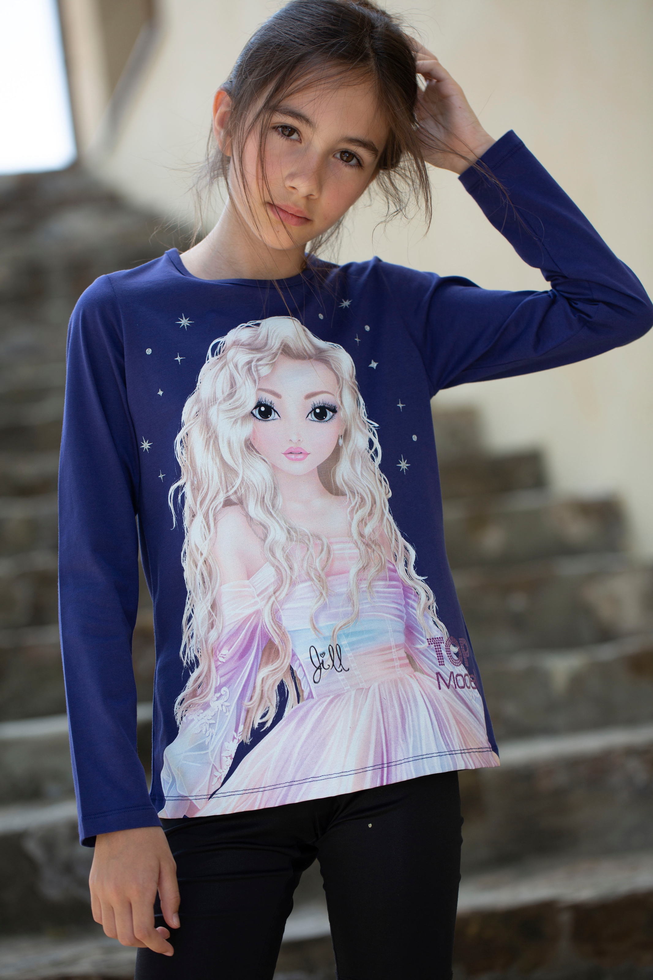 TOPModel Langarmshirt , mit grossem TOP Model Frontdruck
