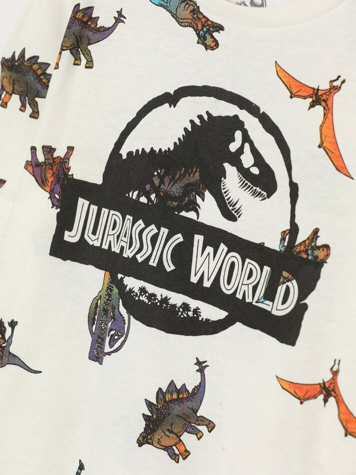 Conjunto de pijama curto estampado do Junassic Park da Universal - Branco