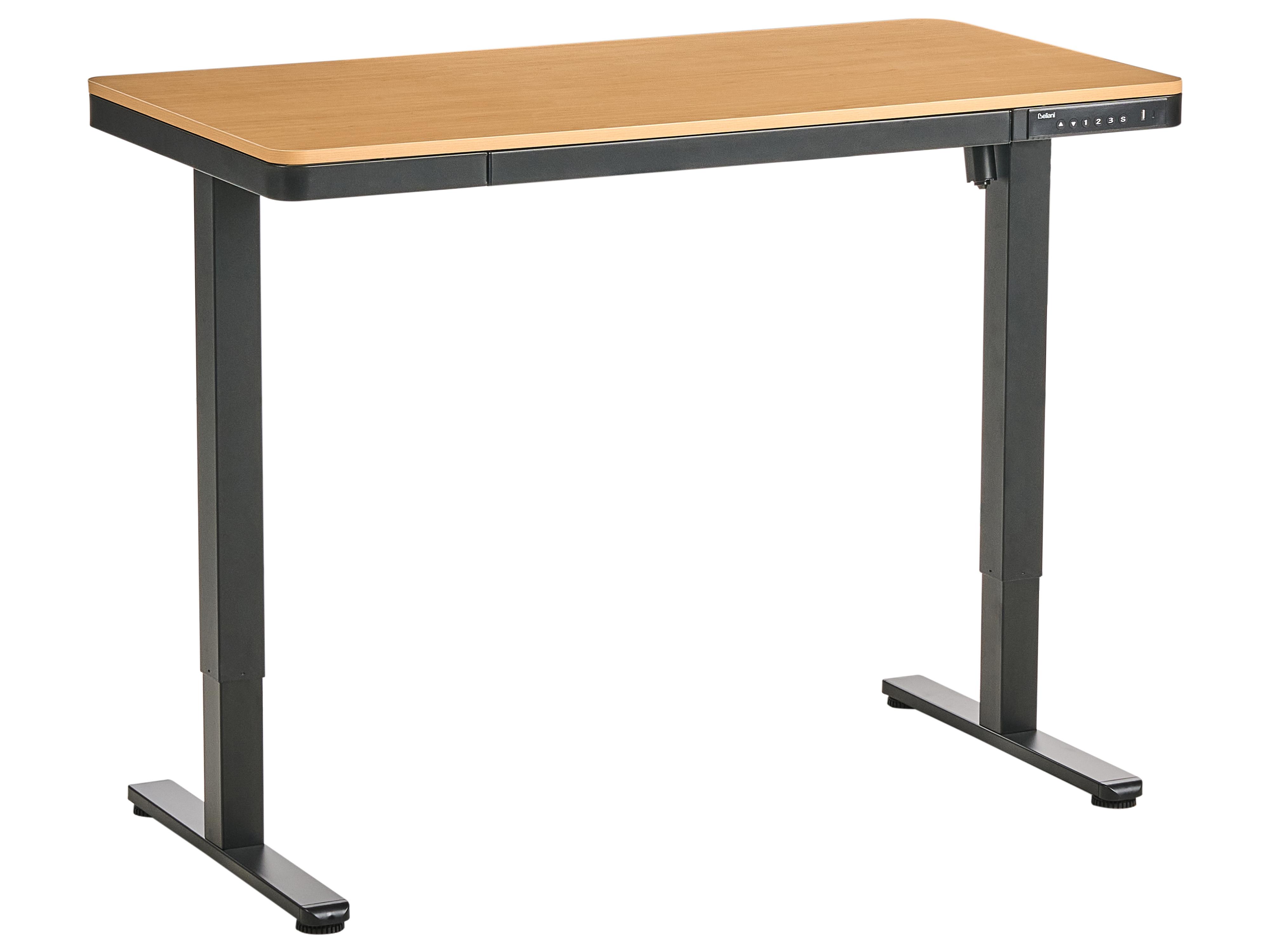 Elektrisch verstelbaar sta-bureau PENLY Zwart/lichtbruin 120 cm 60 cm met USB-poort