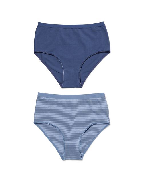 2 slips femme taille haute coton stretch bleu