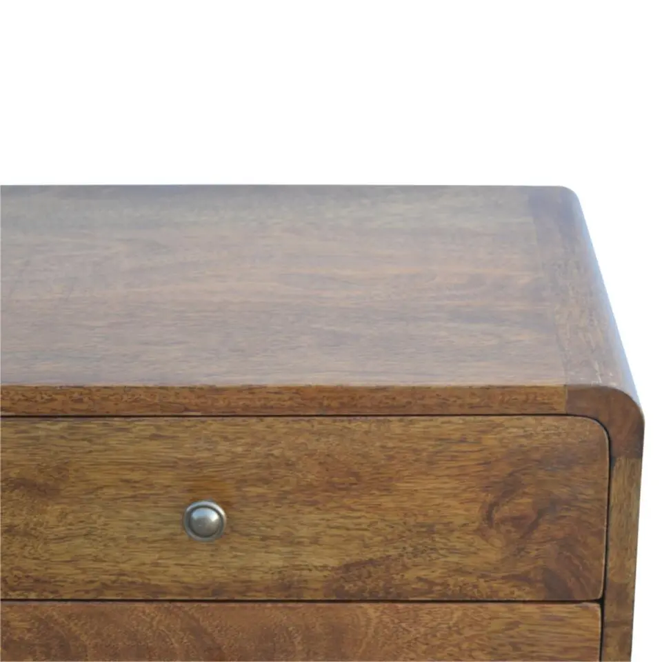 Artisan Furniture Massief Houten Gebogen Nachtkastje met Laden