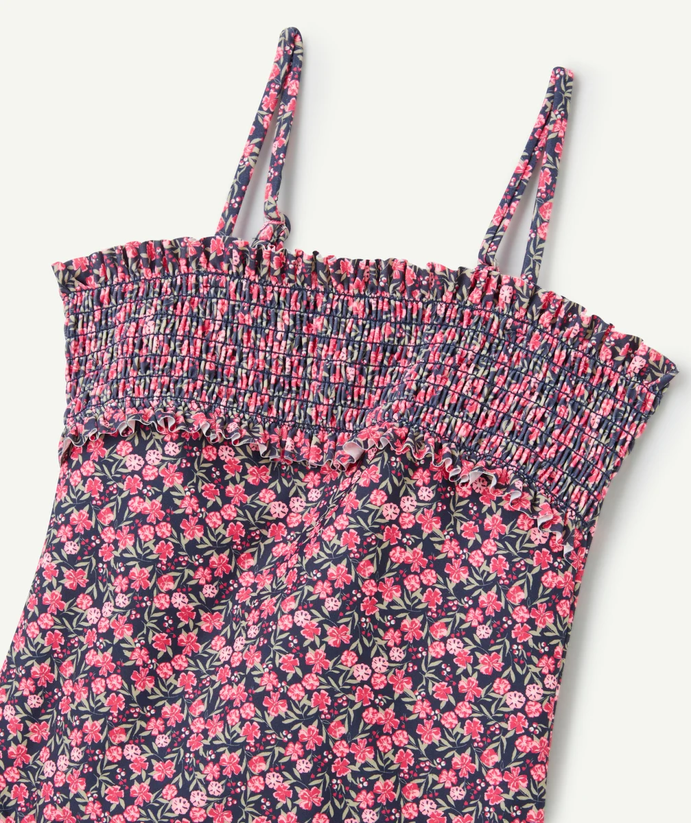 MAILLOT DE BAIN 1 PIÈCE FILLE EN FIBRES RECYCLÉES IMPRIMÉ FLEURI
