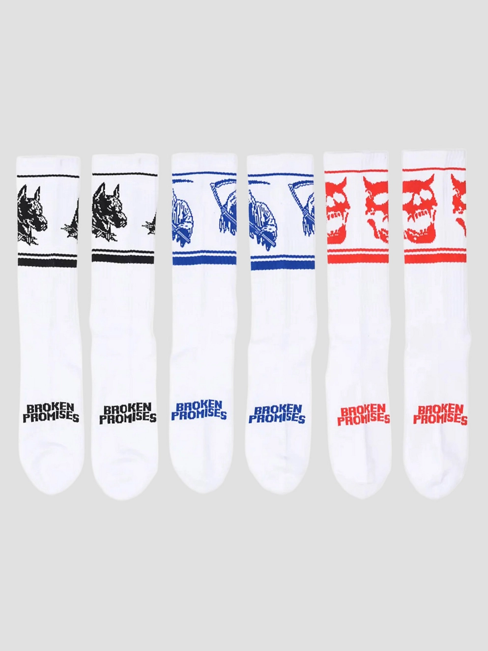 Broken Promises Vicious 3Pack Socks white