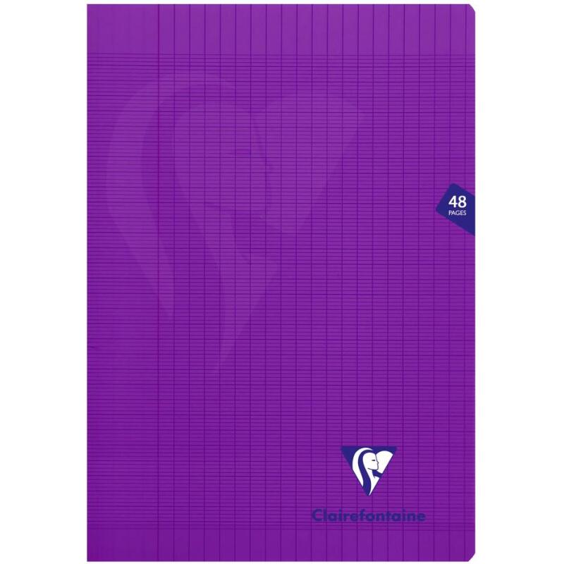 Cahier piqué Mimesys A4 48 pages grands carreaux couverture polypropylène - Violet
