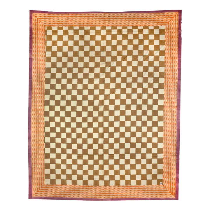 Doing Goods Plaid Checkmate et totebag en coton | Jaune moutarde