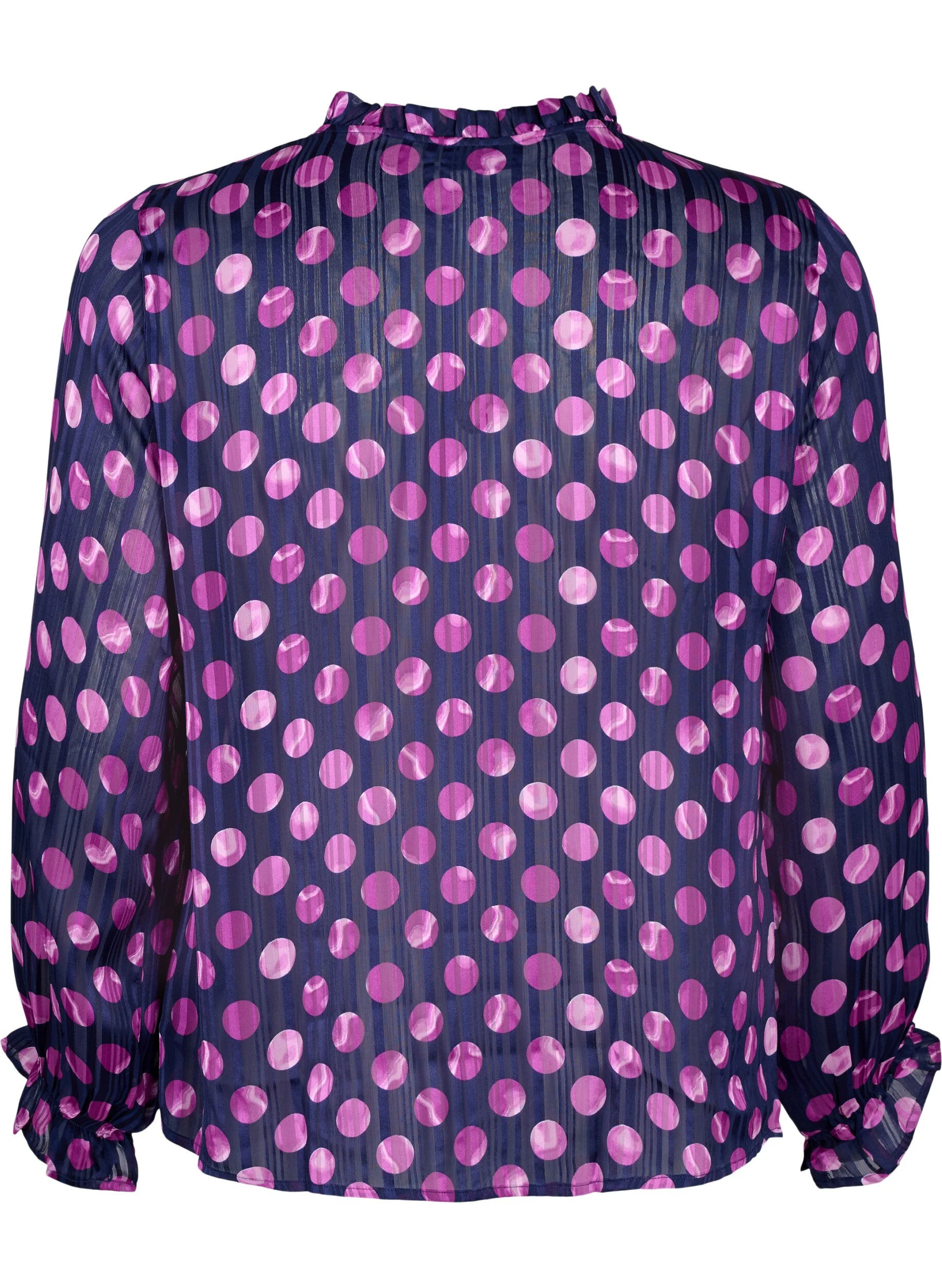 Langærmet bluse med flæser og print