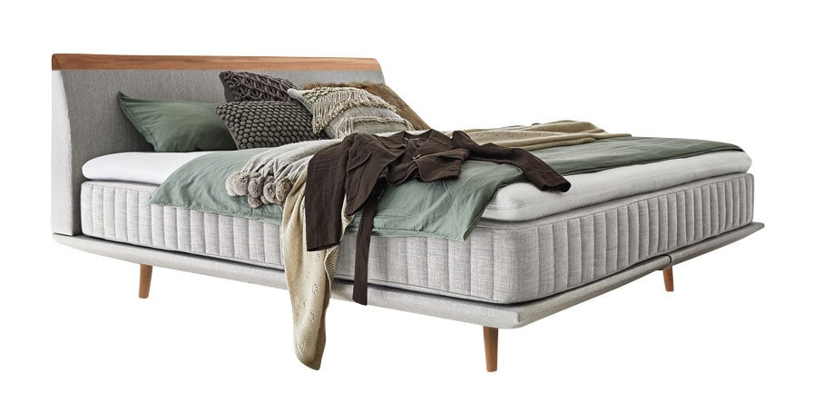 MONDO Boxspringbett SENTA 180 x 200 cm Anouk Silver / Buche