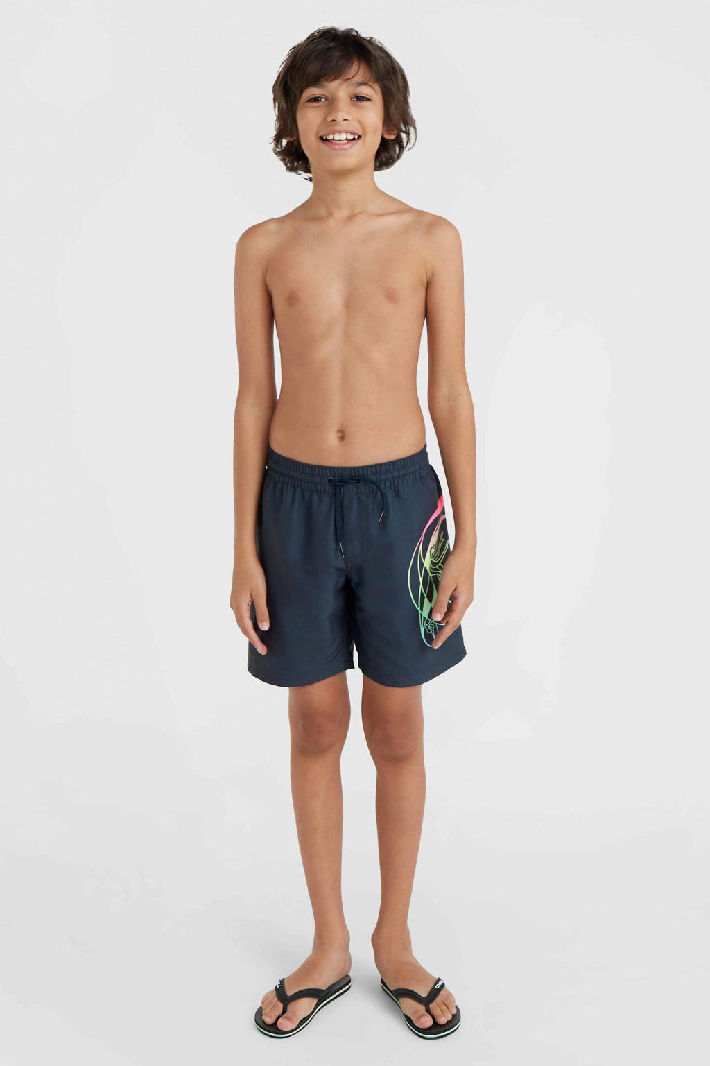 zwemshort met printopdruk donkerblauw