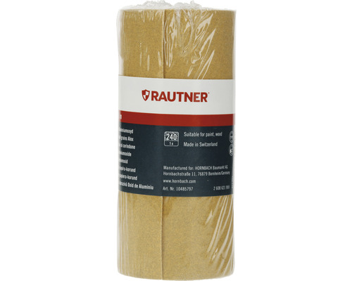RAUTNER schuurrol voor handschuurmachines en excenterschuurmachines, korrel 240, ongeperforeerd, 1 stuk