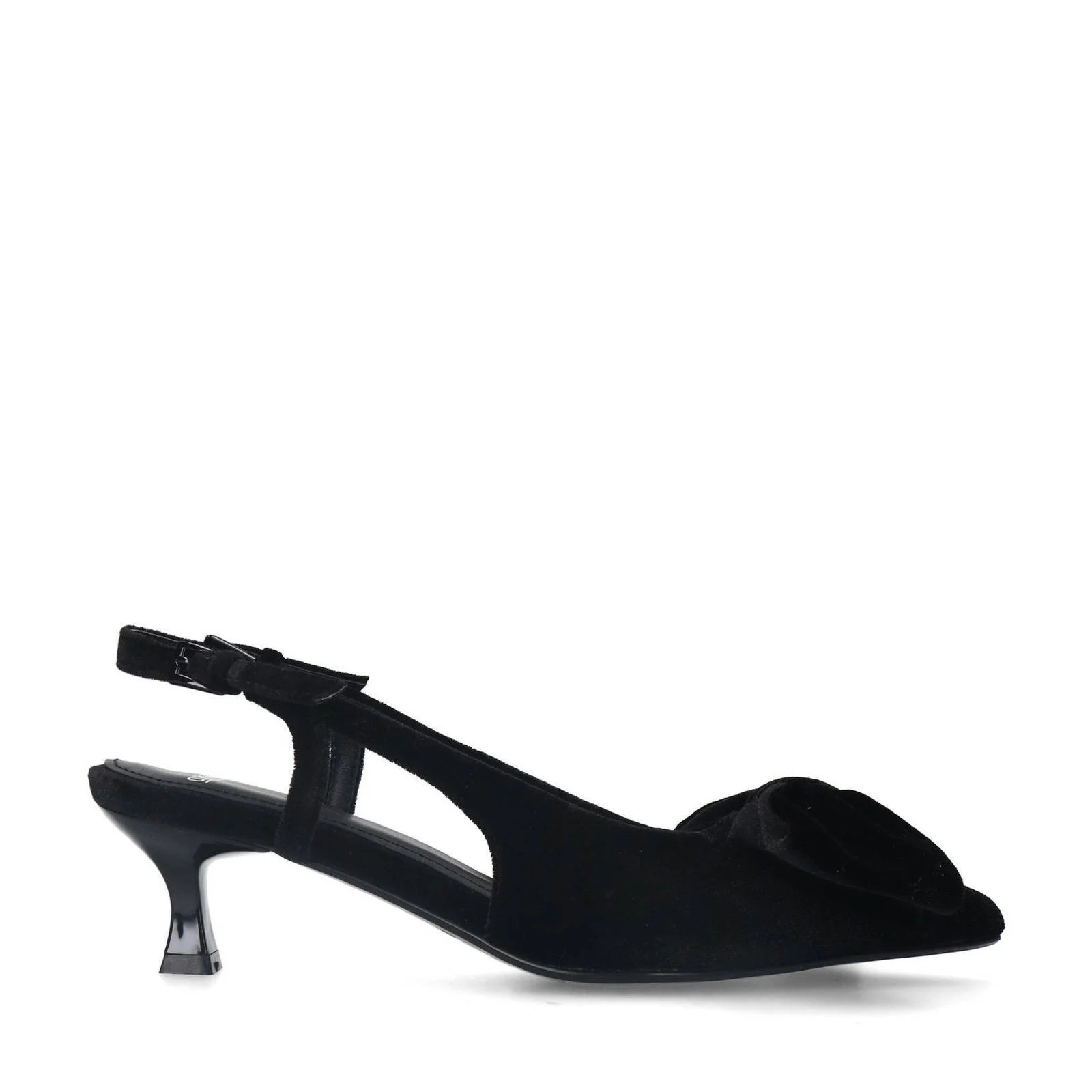 Manfield fluwelen slingback pumps zwart