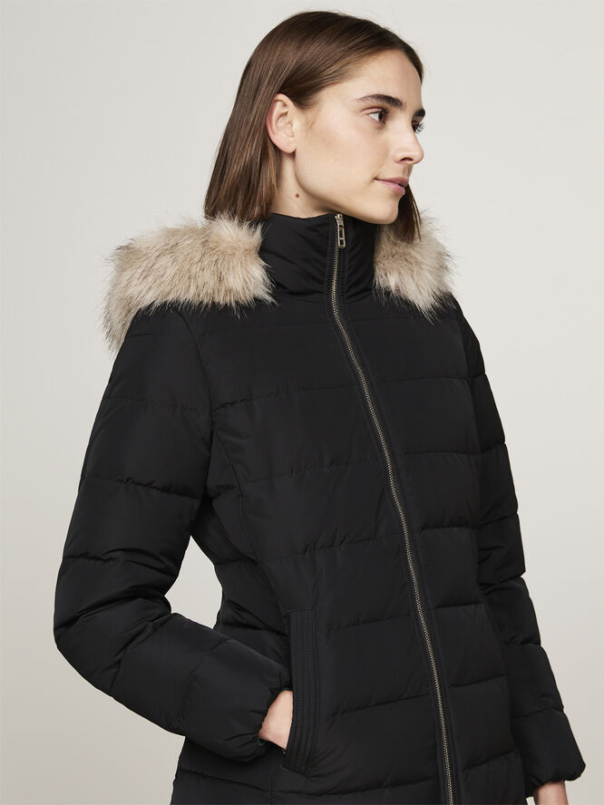 Tommy Hilfiger HERITAGE DOWN TYRA COAT WITH FUR Black